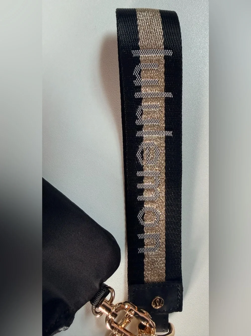 LULULEMON ATHLETICA Black Dual Pouch Wristlet with Gold Hardware